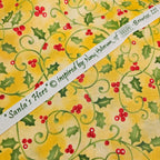 Benartex - Santa's Here Yellow Holly 100% Cotton Fabric