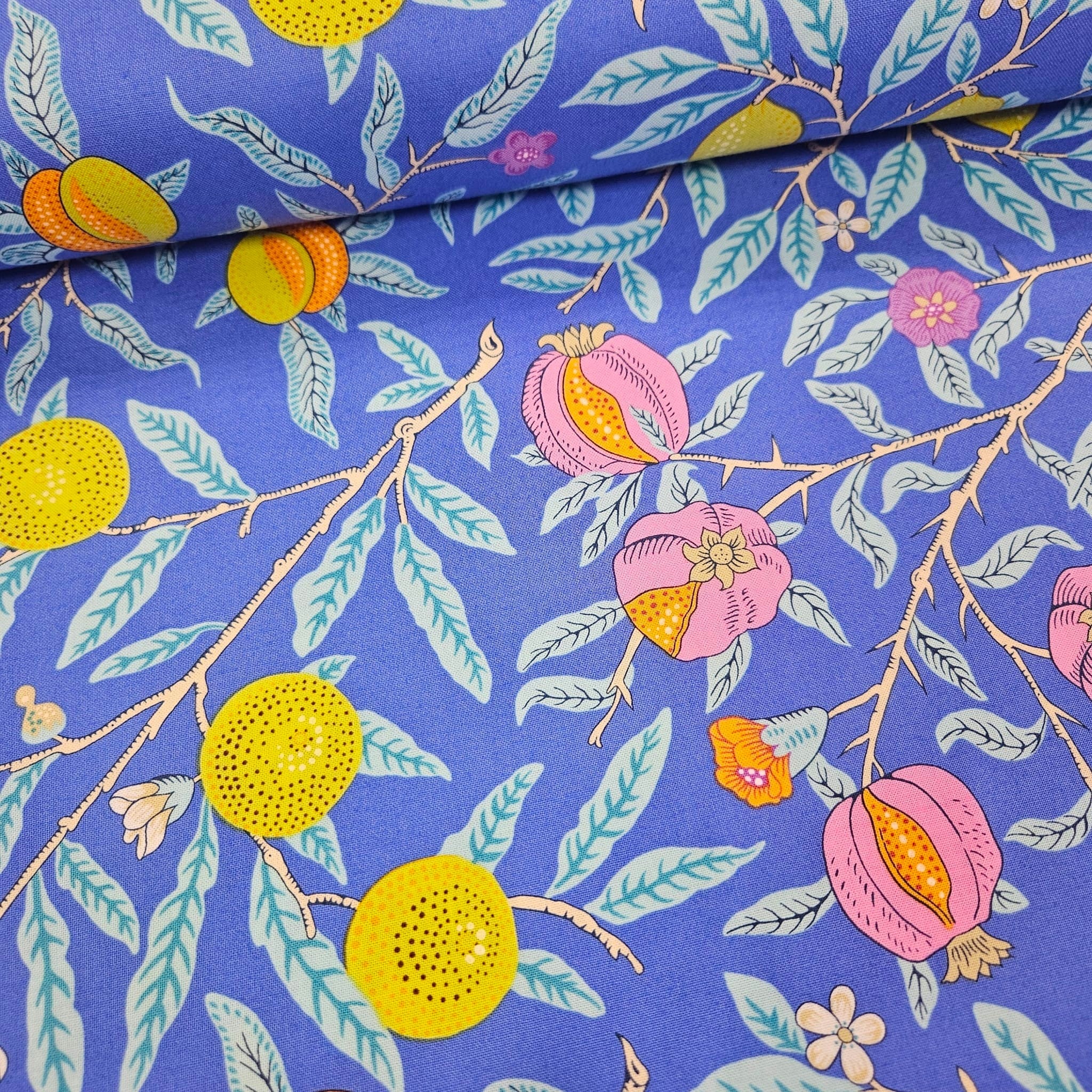 Kaffe Fassett and Morris and Co - Fruit Cobalt PWKW010 - 100% Cotton Fabric by Free Spirit