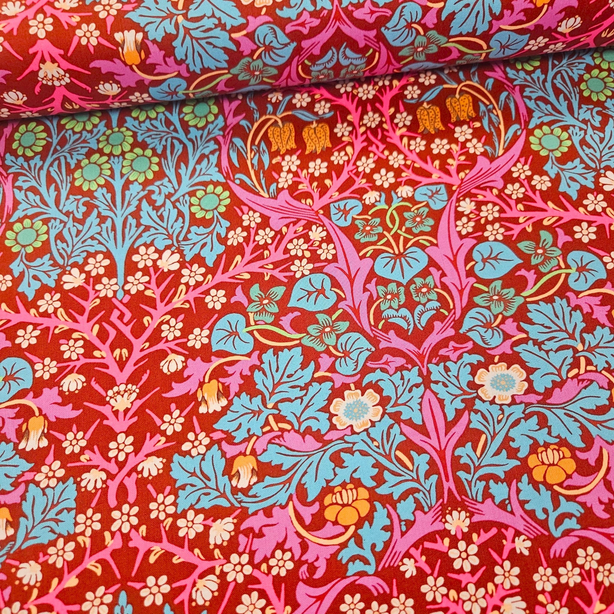 Kaffe Fassett and Morris and Co - Blackthorn Brown PWKW002 - 100% Cotton Fabric by Free Spirit