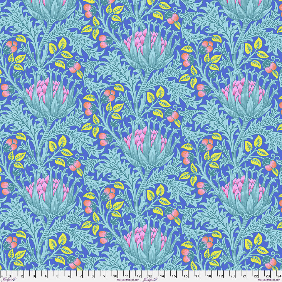 Kaffe Fassett and Morris and Co - Artichoke Blue PWKW001 - 100% Cotton Fabric by Free Spirit