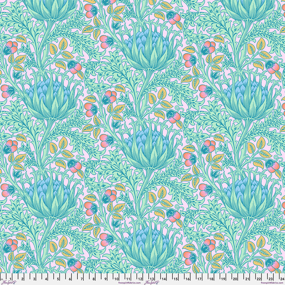Kaffe Fassett and Morris and Co - Artichoke Pink PWKW001 - 100% Cotton Fabric by Free Spirit