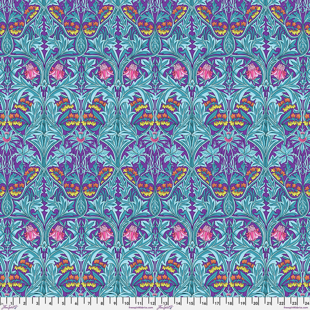Kaffe Fassett and Morris and Co - Bluebell Purple PWKW004 - 100% Cotton Fabric by Free Spirit