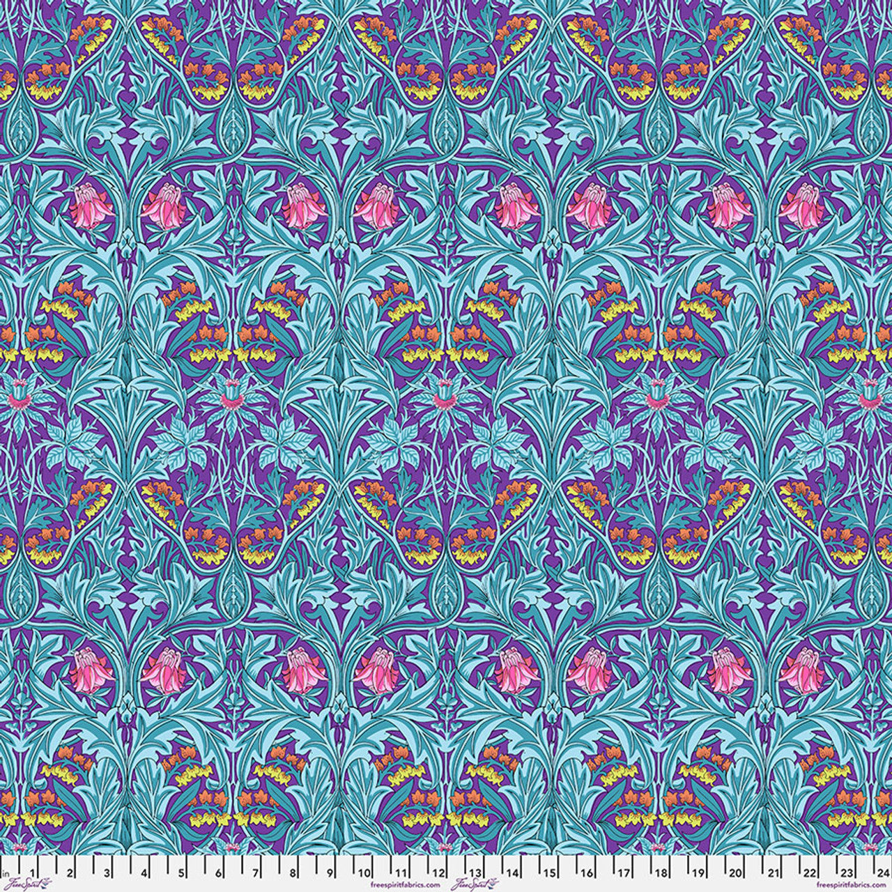 Kaffe Fassett and Morris and Co - Bluebell Purple PWKW004 - 100% Cotton Fabric by Free Spirit