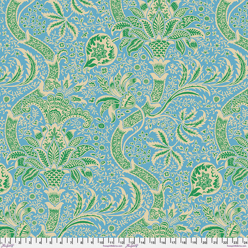Kaffe Fassett and Morris and Co - Indian Aqua PWKW005 - 100% Cotton Fabric by Free Spirit
