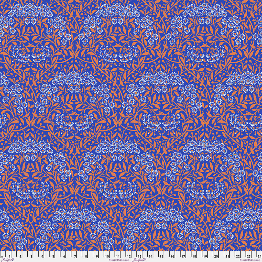 Kaffe Fassett and Morris and Co - Michaelmas Daisy Cobalt PWKW007 - 100% Cotton Fabric by Free Spirit