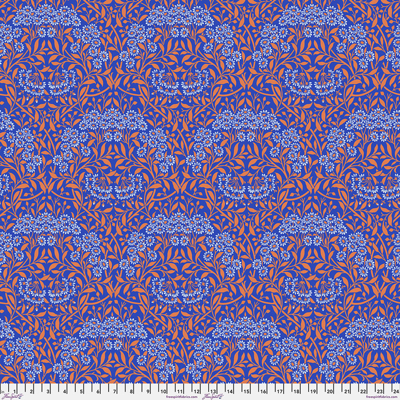 Kaffe Fassett and Morris and Co - Michaelmas Daisy Cobalt PWKW007 - 100% Cotton Fabric by Free Spirit