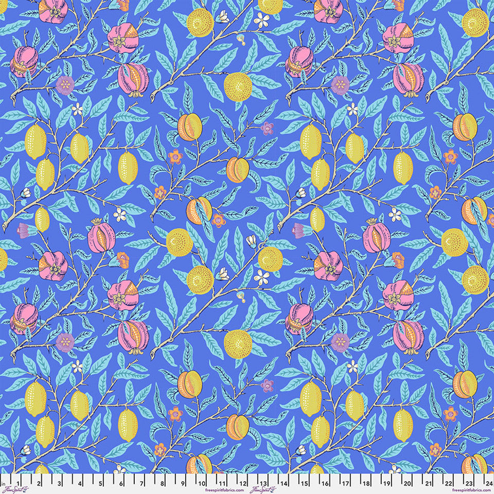 Kaffe Fassett and Morris and Co - Fruit Cobalt PWKW010 - 100% Cotton Fabric by Free Spirit