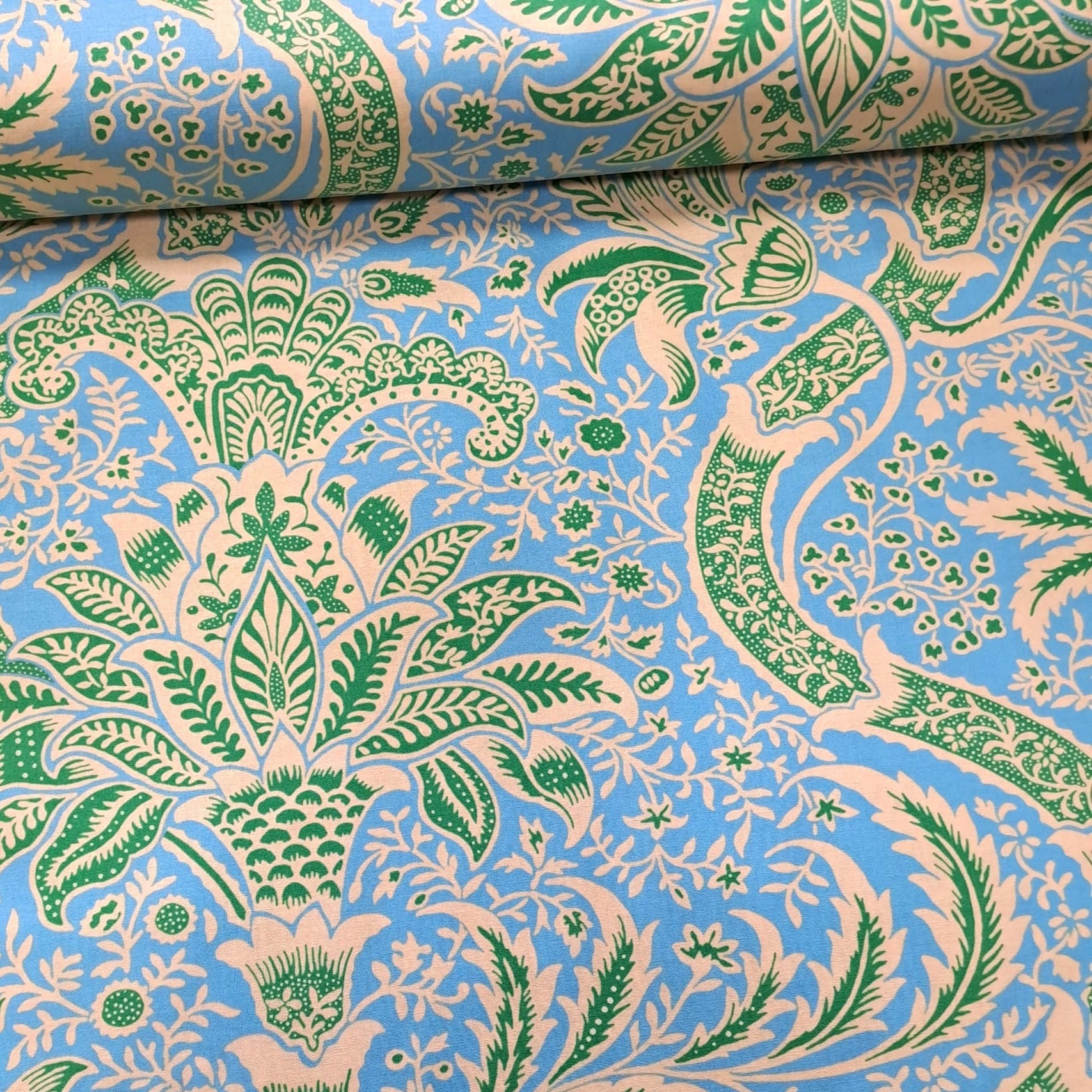Kaffe Fassett and Morris and Co - Indian Aqua PWKW005 - 100% Cotton Fabric by Free Spirit