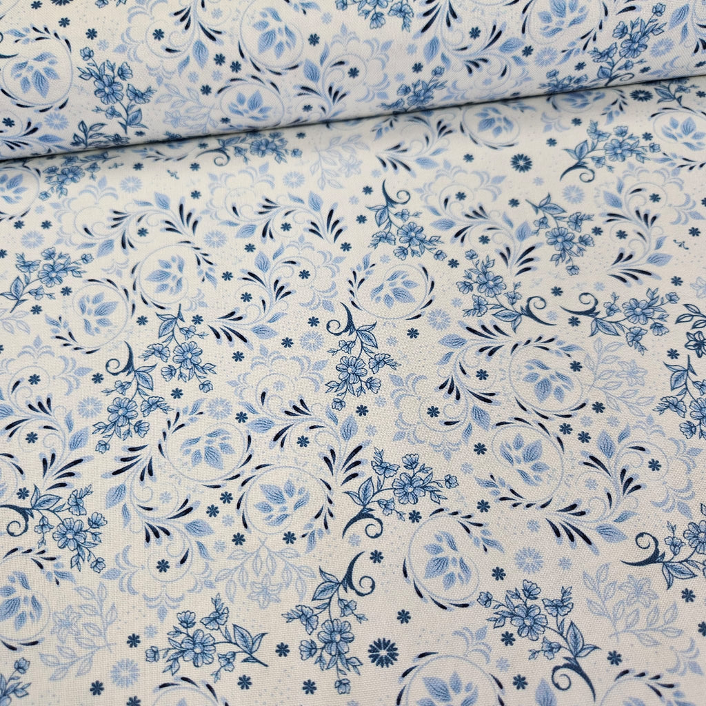 Stof - Blue and Marble 4502-871 100% Cotton Fabric