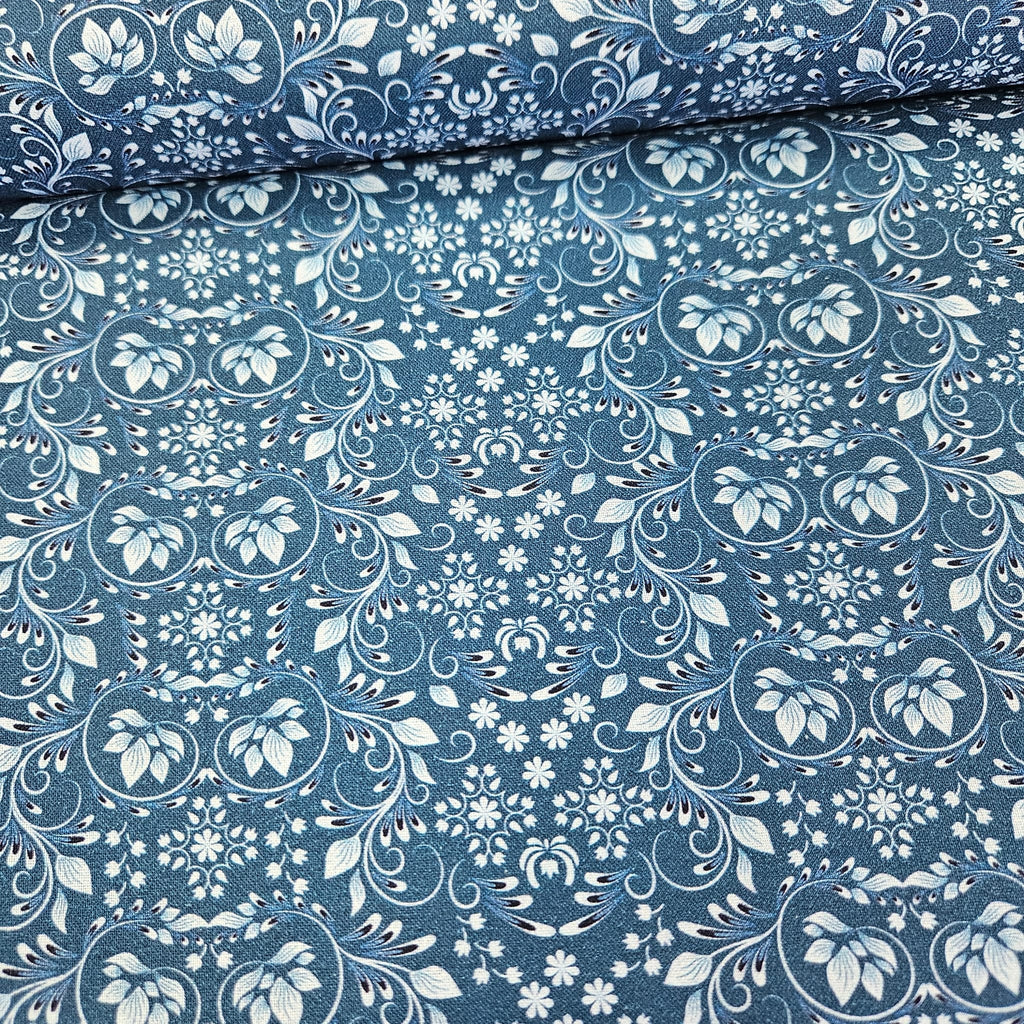 Stof - Blue and Marble 4502-870 100% Cotton Fabric