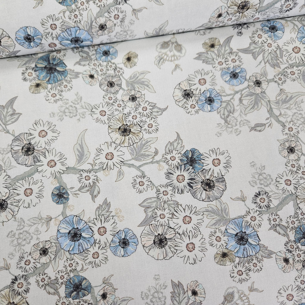 Stof - Blue and Marble 4502-873 100% Cotton Fabric
