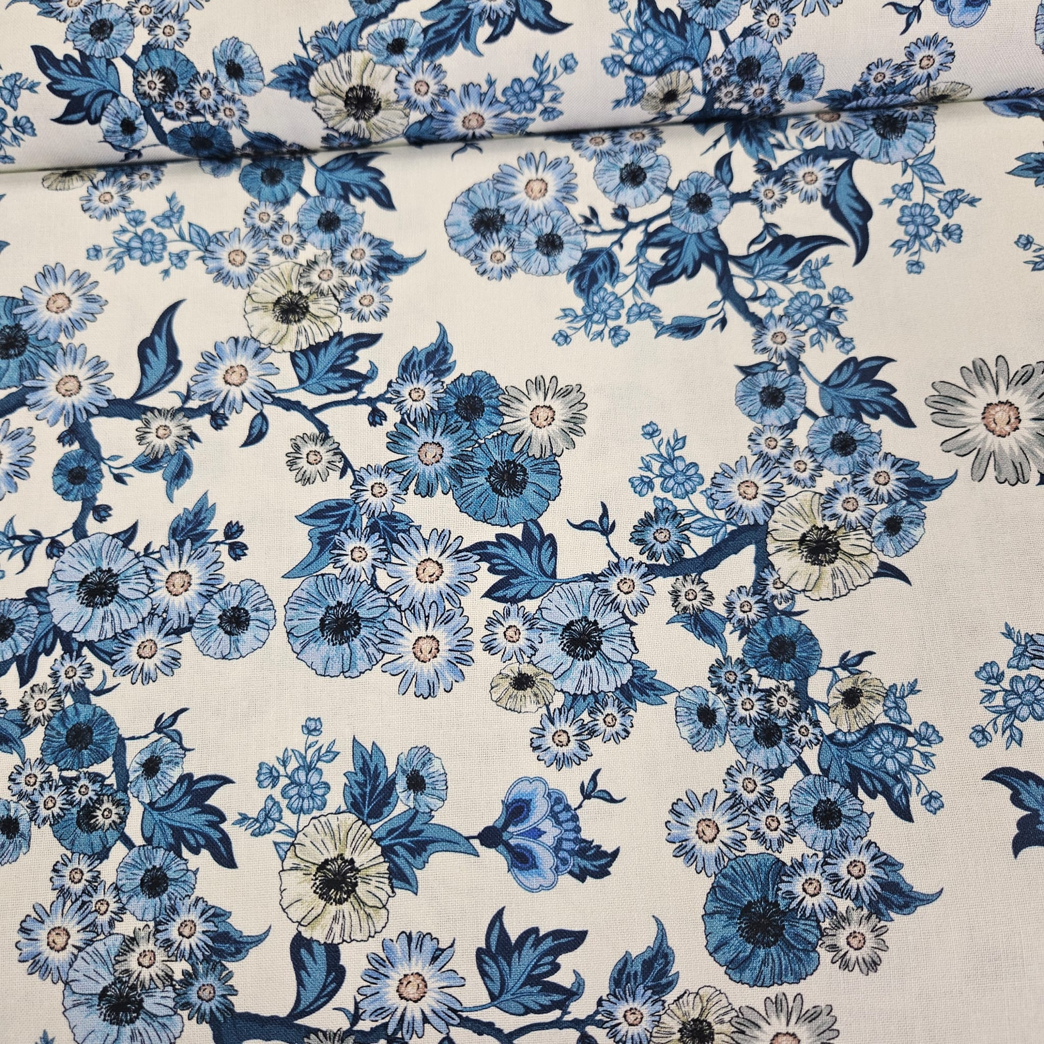 Stof - Blue and Marble 4502-868 100% Cotton Fabric