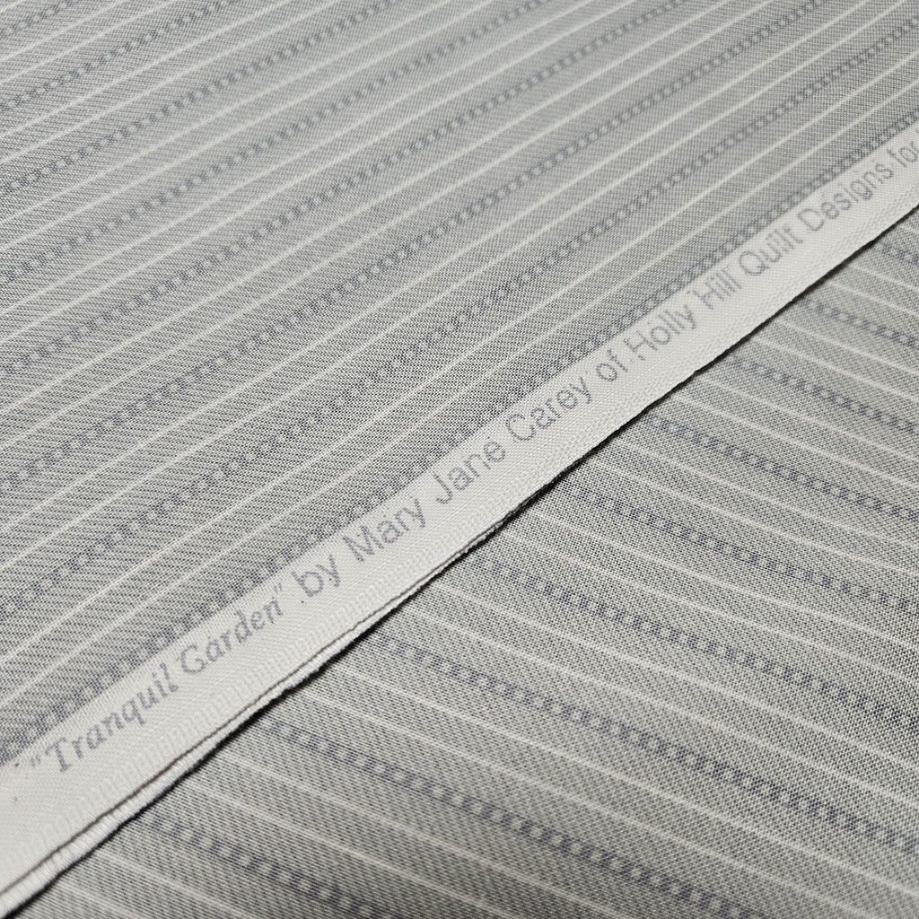 Henry Glass - Tranquil Garden Stripe Grey 100% Cotton Fabric - Crafts and Quilts