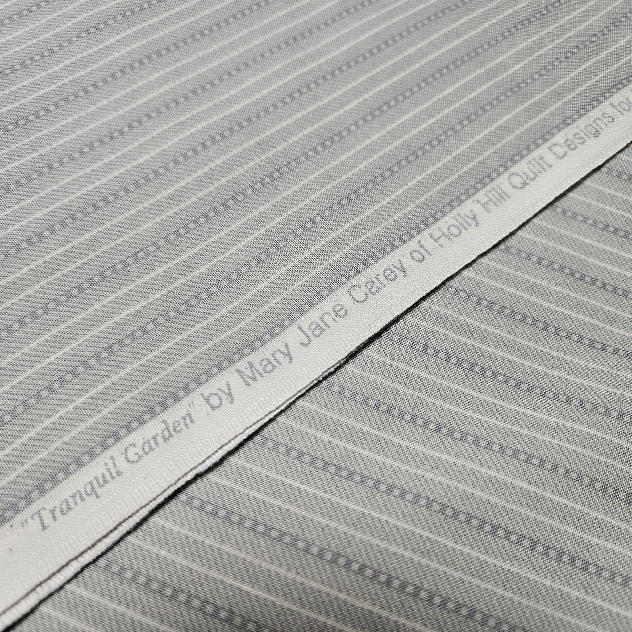 Henry Glass - Tranquil Garden Stripe Grey 100% Cotton Fabric - Crafts and Quilts