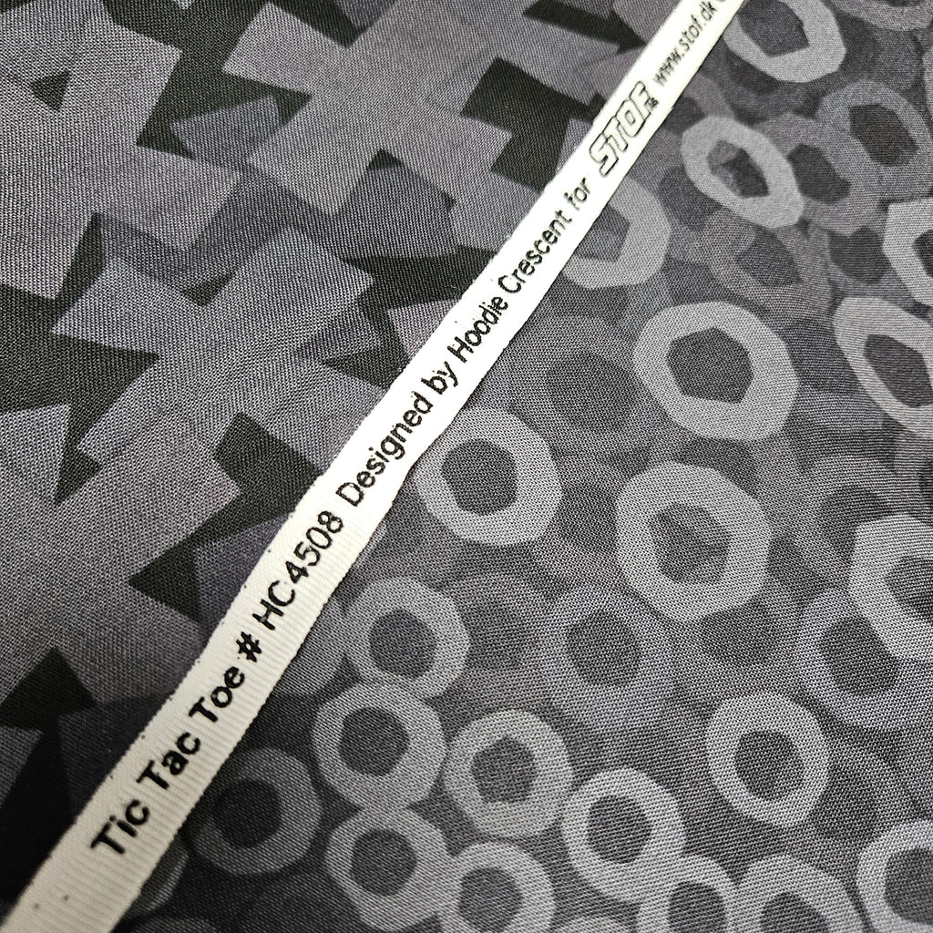 Stof - Tic Tac Toe Black to Grey 100% Cotton Fabric - Crafts and Quilts