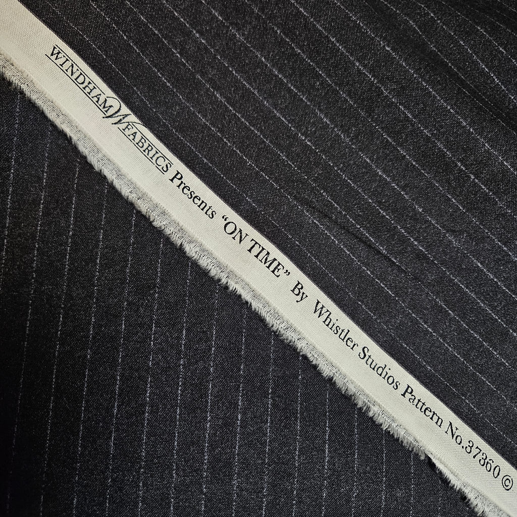 Windham Fabrics - On Time Pinstripe Black 100% Cotton Fabric - Crafts and Quilts