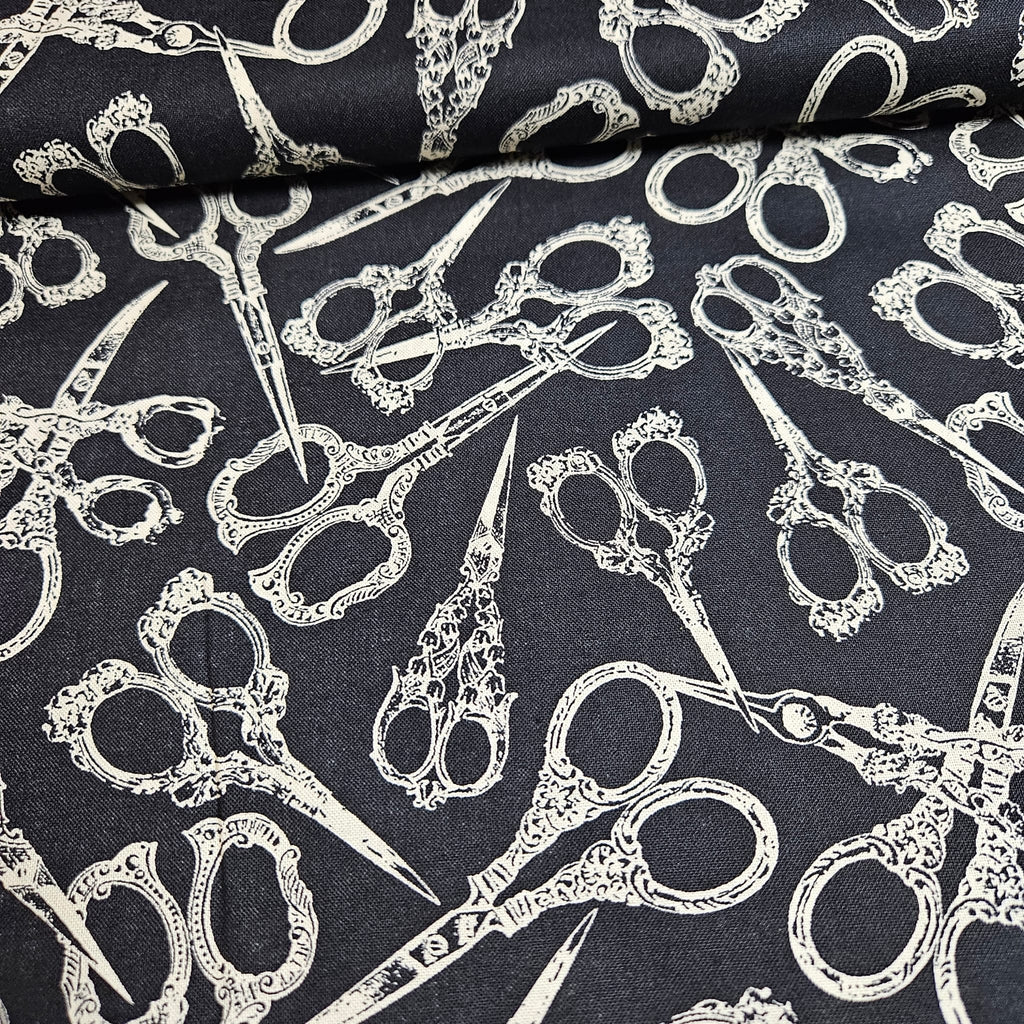 Blank Quilting - Scissors Black 100% Cotton Fabric - Crafts and Quilts