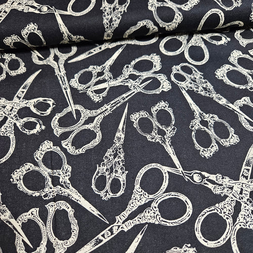 Blank Quilting - Scissors Black 100% Cotton Fabric - Crafts and Quilts