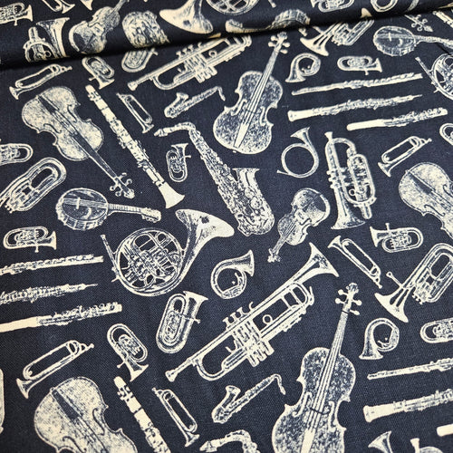 Blank Quilting - Symphony Instruments Black 100% Cotton Fabric - Crafts and Quilts