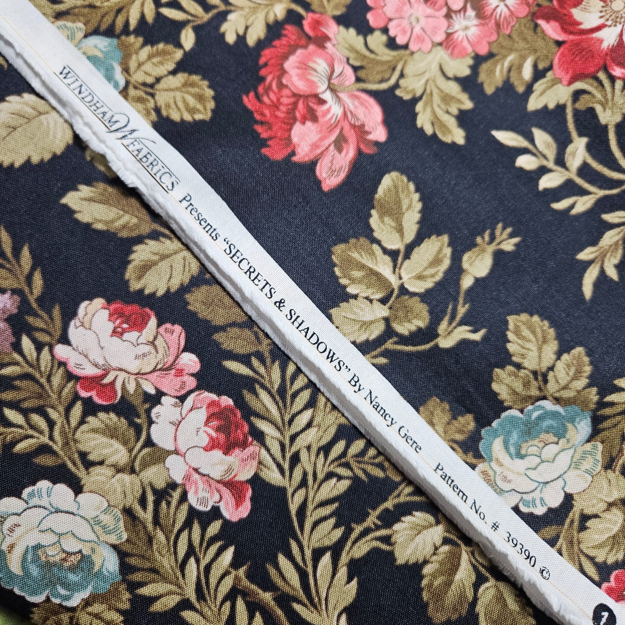 Windham Fabrics - Secrets and Shadows Floral Black 100% Cotton Fabric - Crafts and Quilts