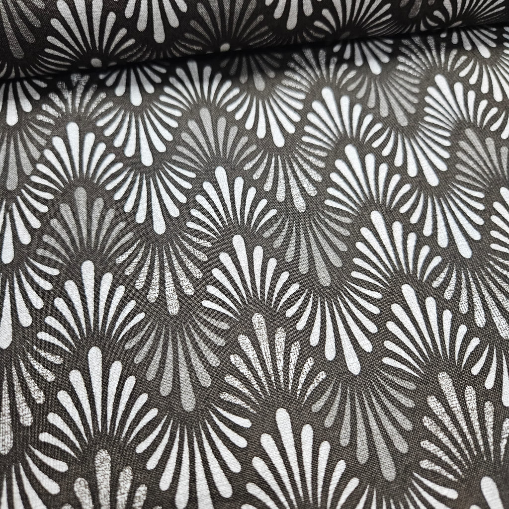 Stof - Vilma Wave Black Grey 100% Cotton Fabric - Crafts and Quilts