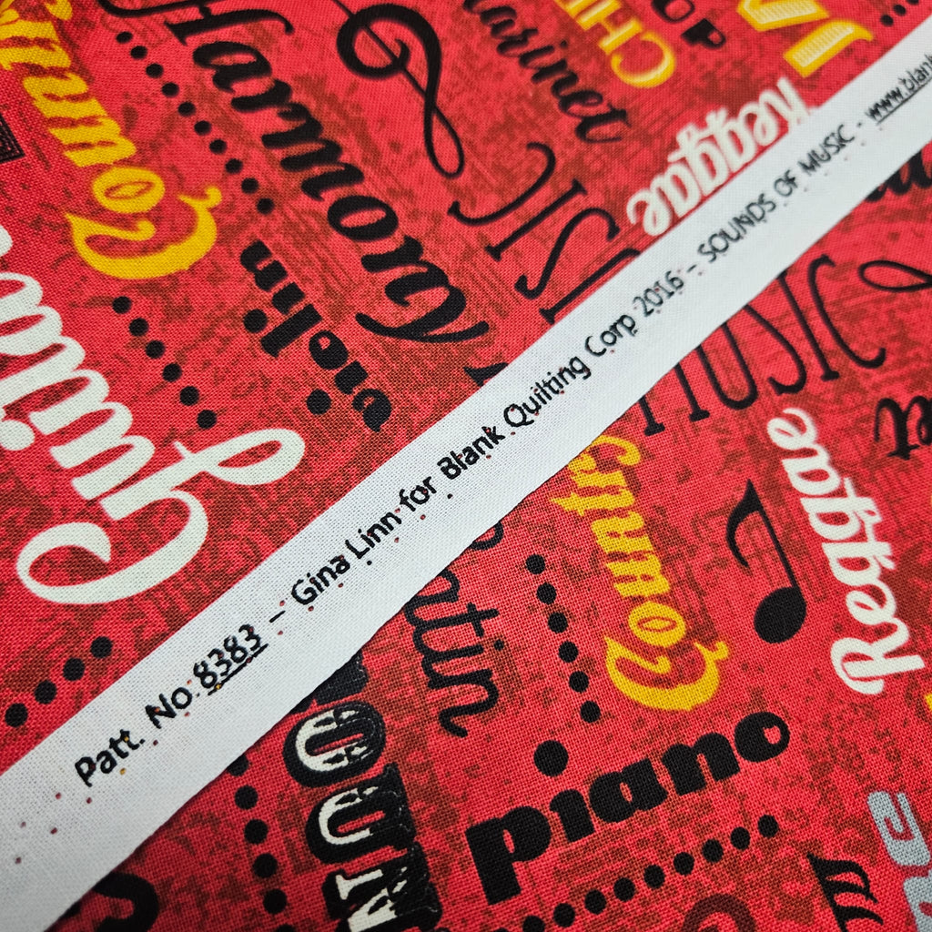 Blank Quilting - Sounds of Music Red 100% Cotton Fabric - Crafts and Quilts