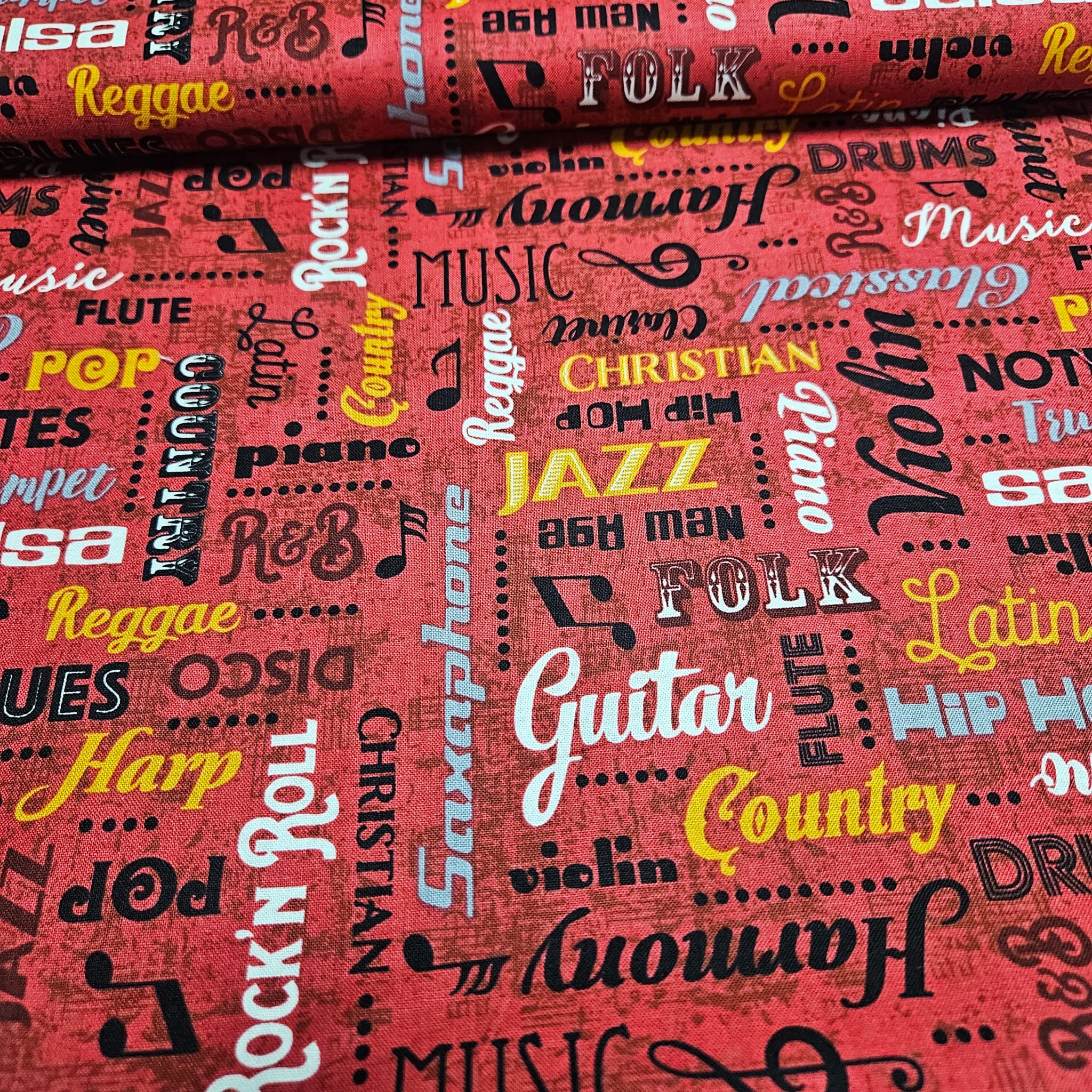 Blank Quilting - Sounds of Music Red 100% Cotton Fabric - Crafts and Quilts