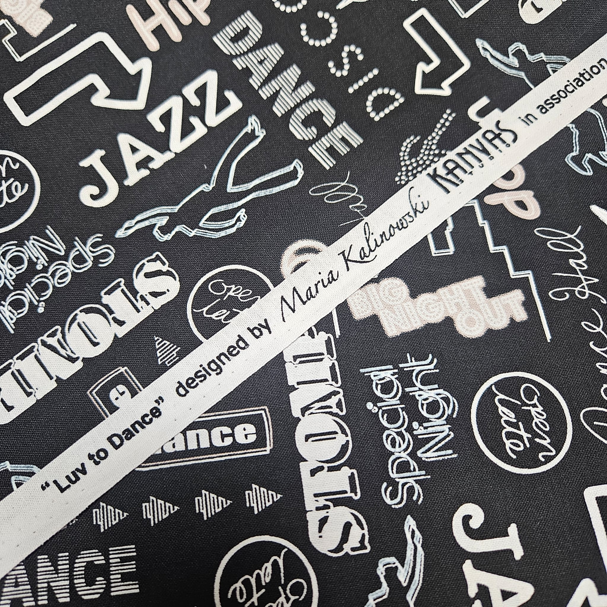 Kanvas - Luv to Dance Black & White 100% Cotton Fabric - Crafts and Quilts