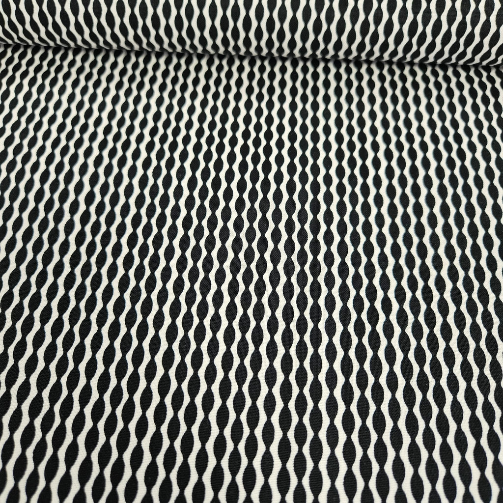 Stof - Loft Life Mod Wave Black & White 100% Cotton Fabric - Crafts and Quilts