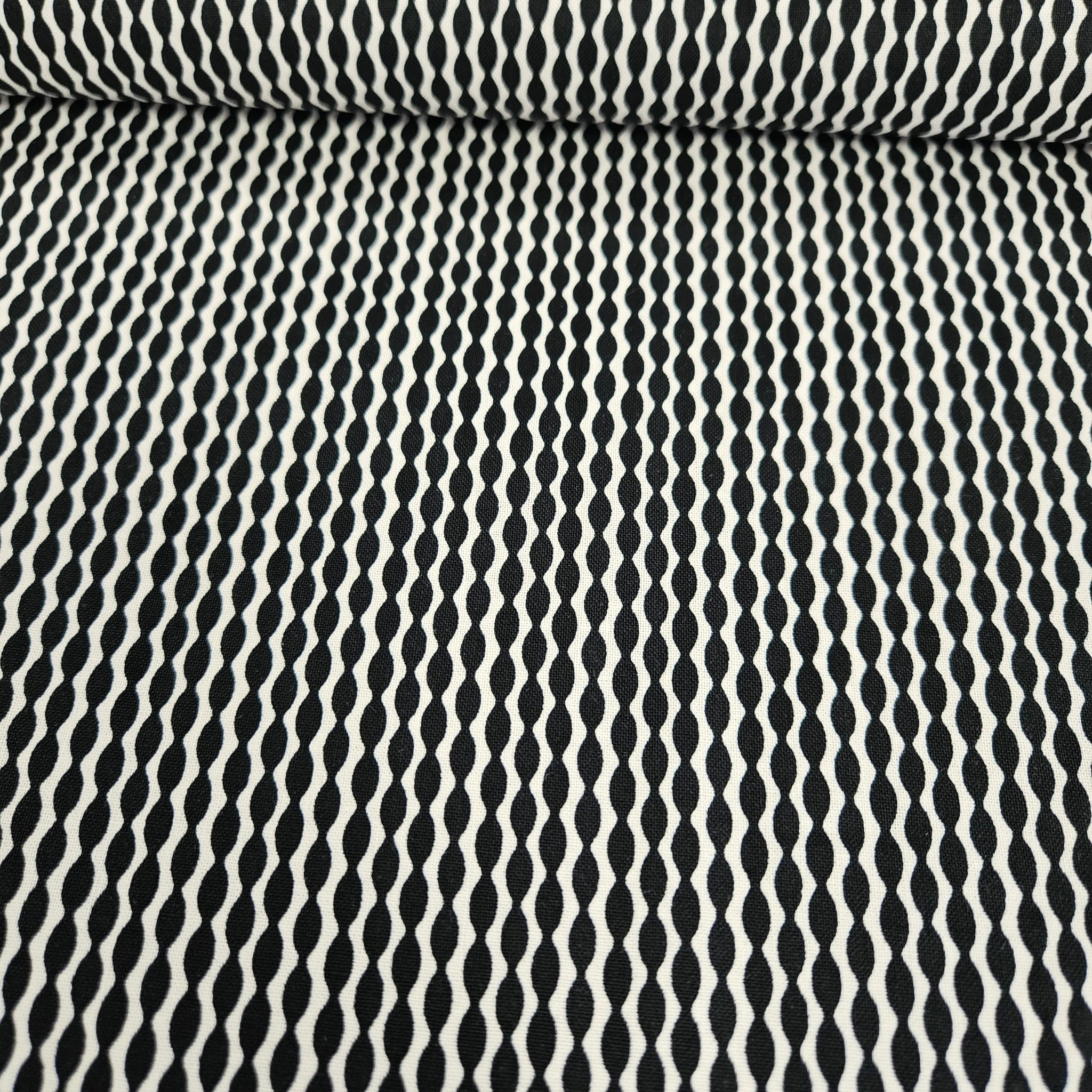 Stof - Loft Life Mod Wave Black & White 100% Cotton Fabric - Crafts and Quilts