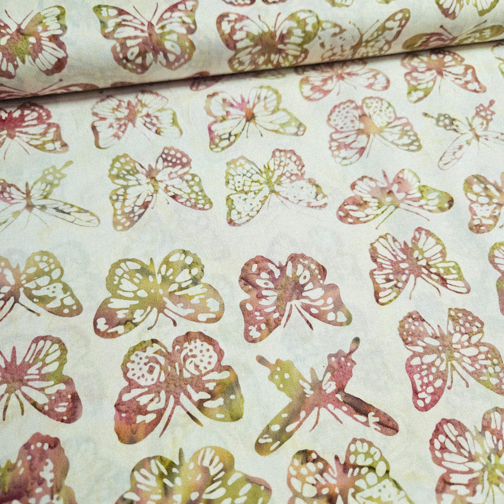 Hoffman - Bali Batiks Handpaints Butterflies Coral 3356-101 100% Cotton Fabric