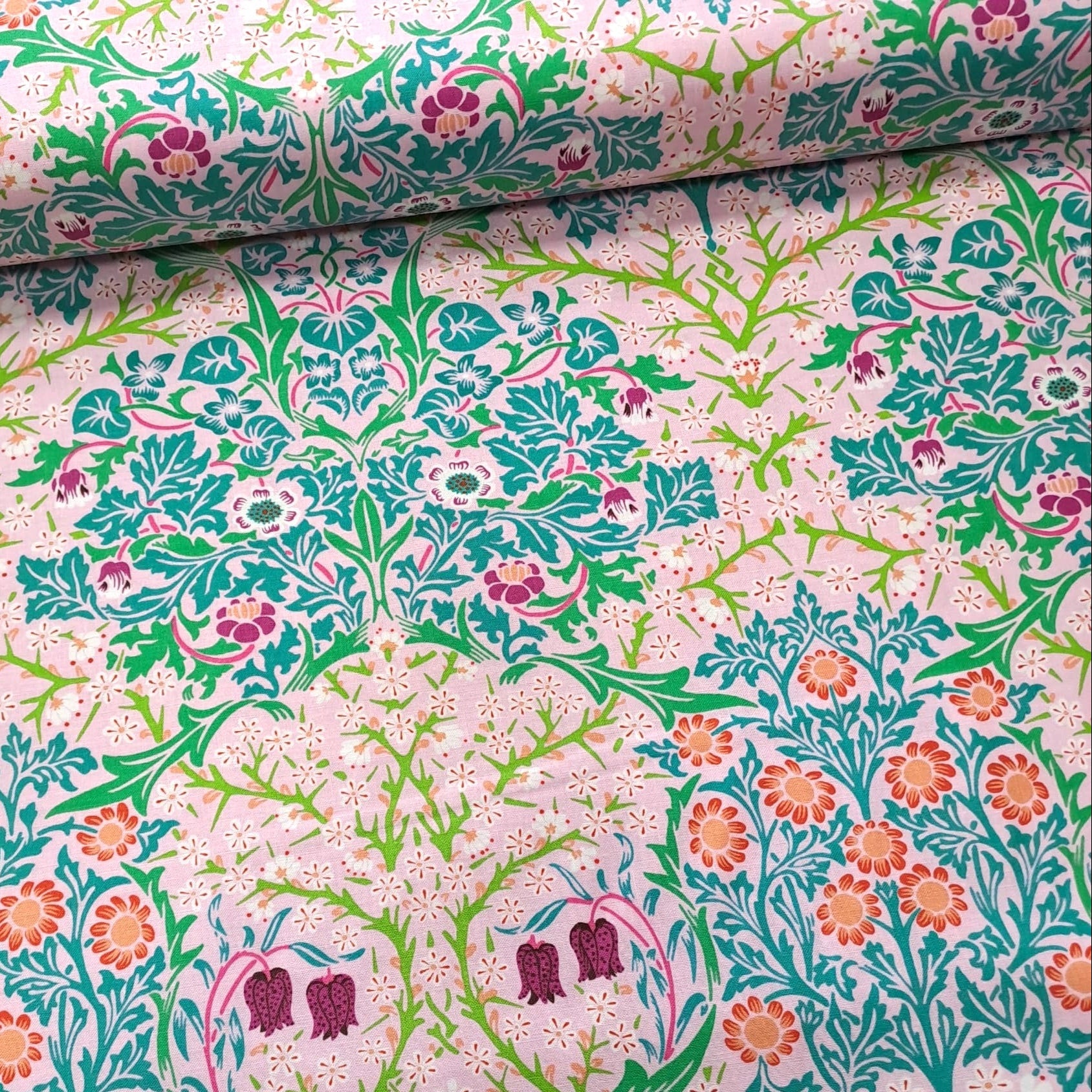 Kaffe Fassett and Morris and Co - Blackthorn Pink PWKW002  - 100% Cotton Fabric by Free Spirit