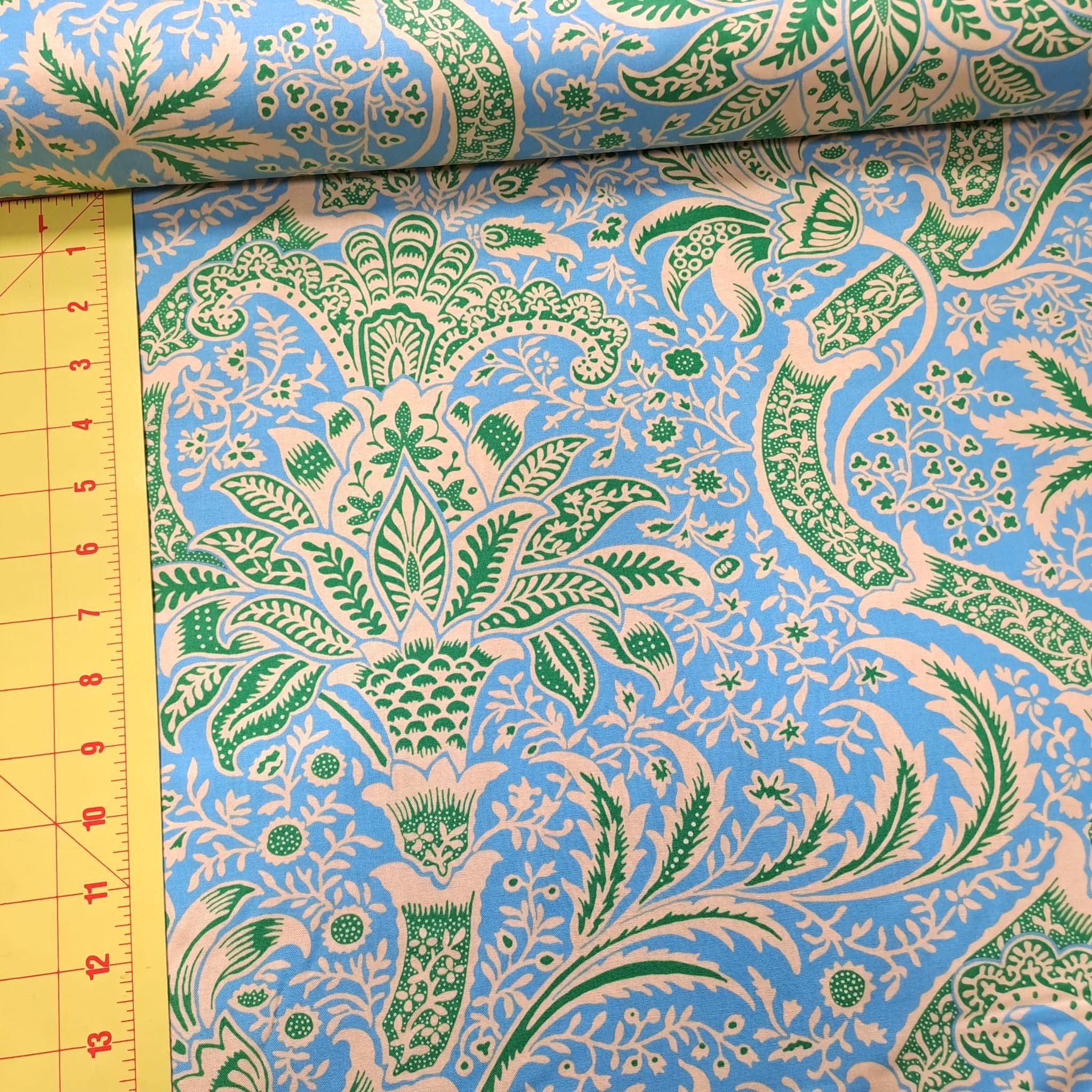 Kaffe Fassett and Morris and Co - Indian Aqua PWKW005 - 100% Cotton Fabric by Free Spirit