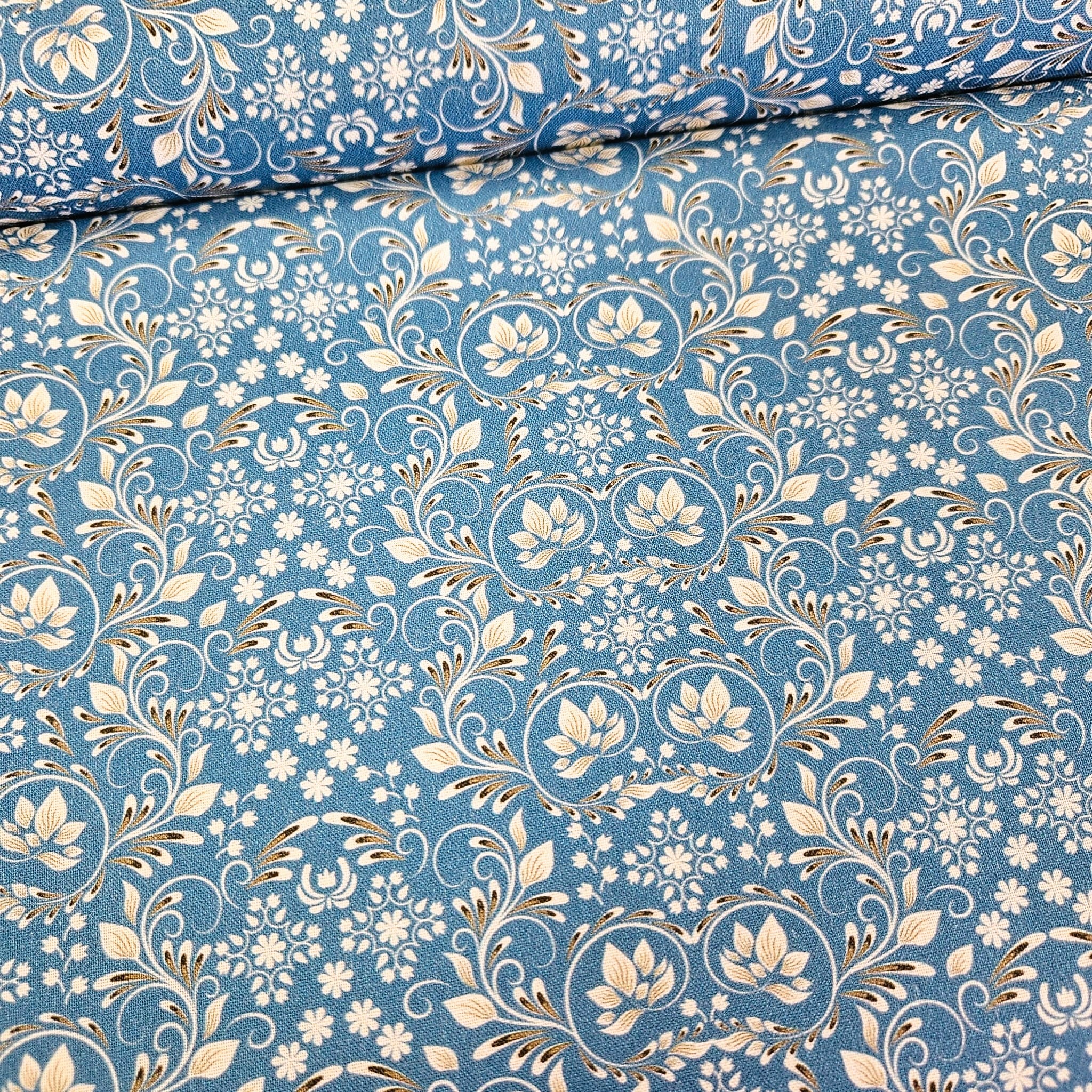 Stof - Blue and Marble 4502-875 100% Cotton Fabric