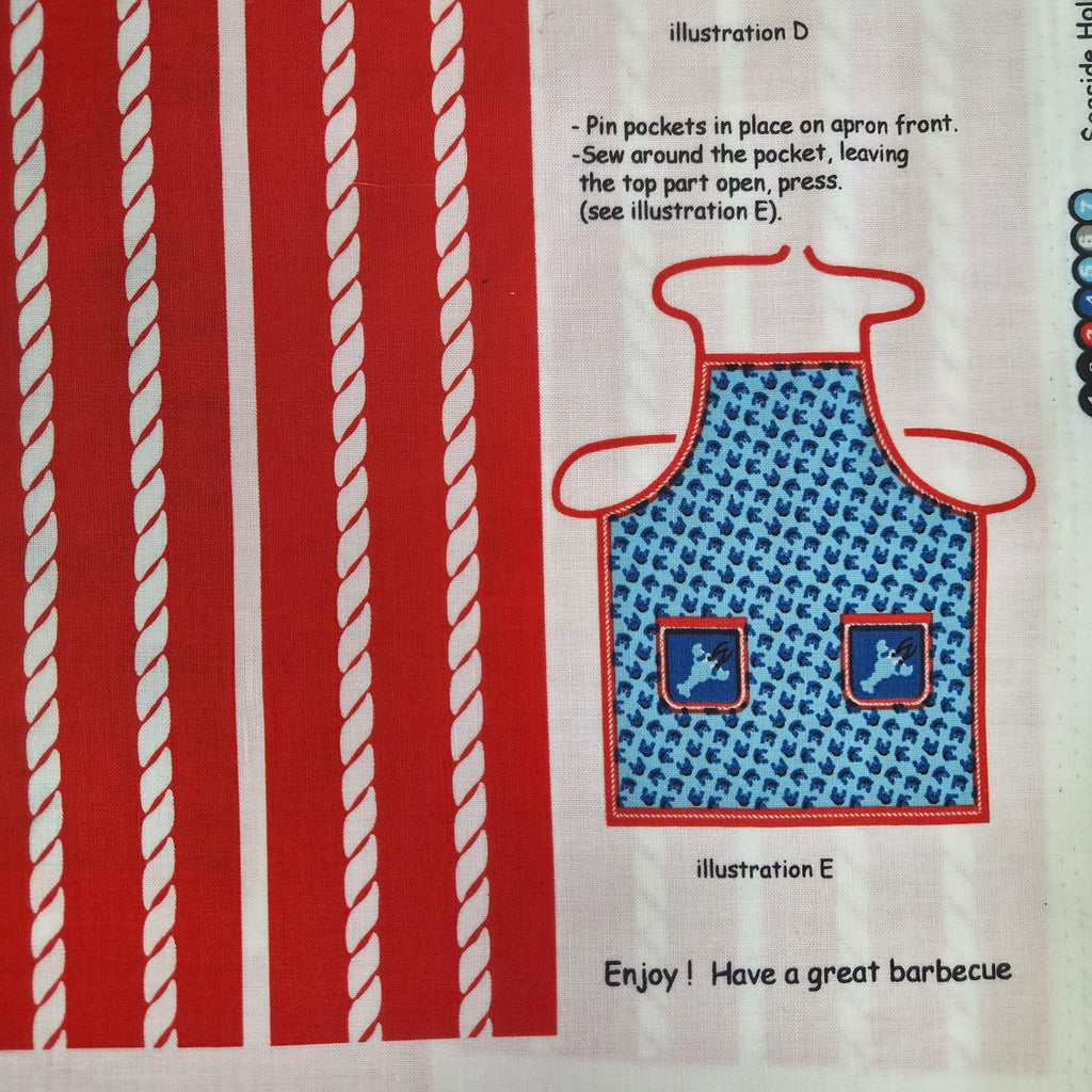 Benartex - Seaside Holidays Sew Crabby Make your own Apron Fabric Panel