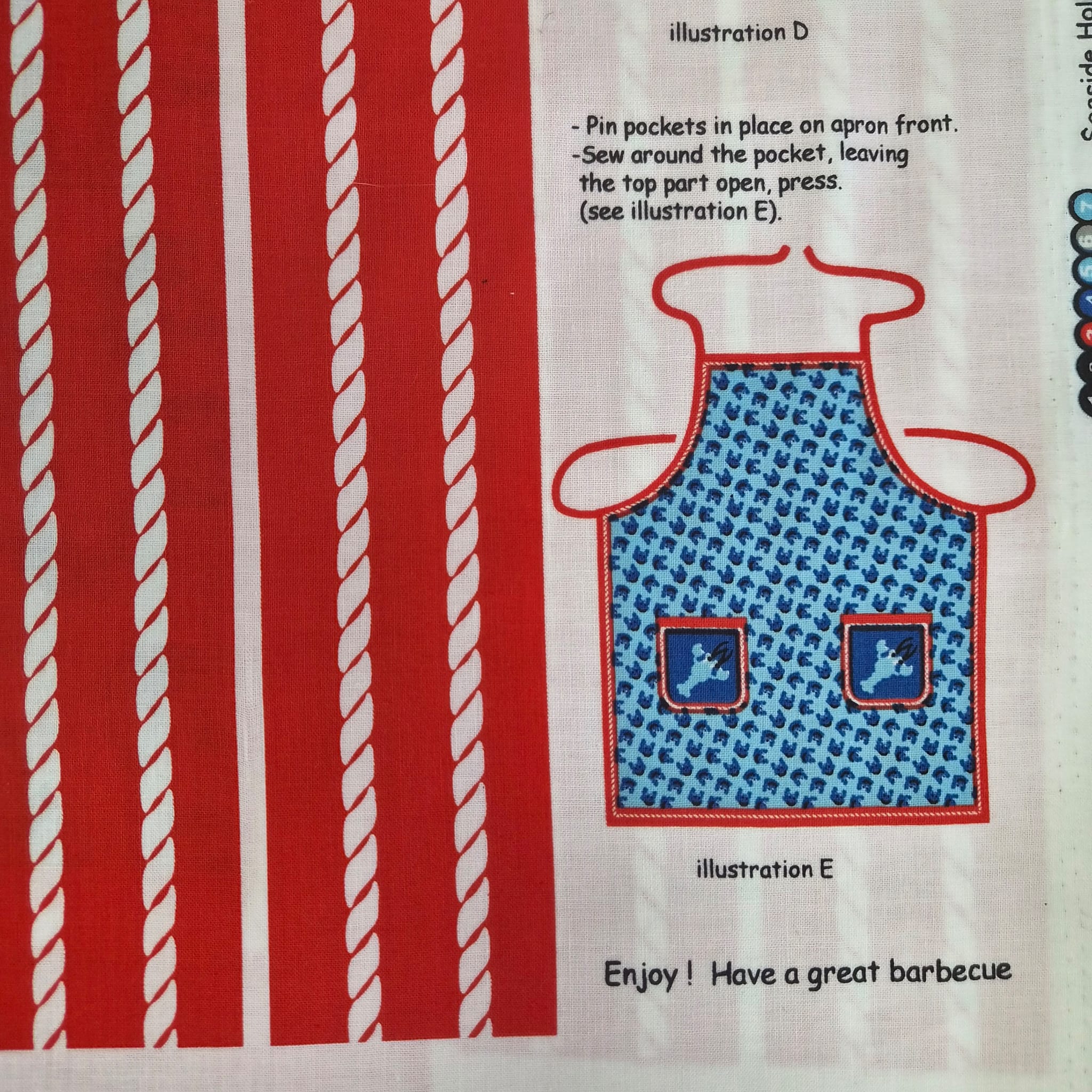Benartex - Seaside Holidays Sew Crabby Make your own Apron Fabric Panel
