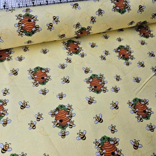 A.E Nathan - Bees and Hives Yellow Brushed Cotton - Crafts and Quilts