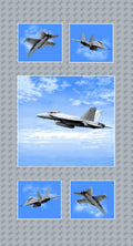 Studio E - Air Show Planes Fighter Jets Quilt Fabric Panel