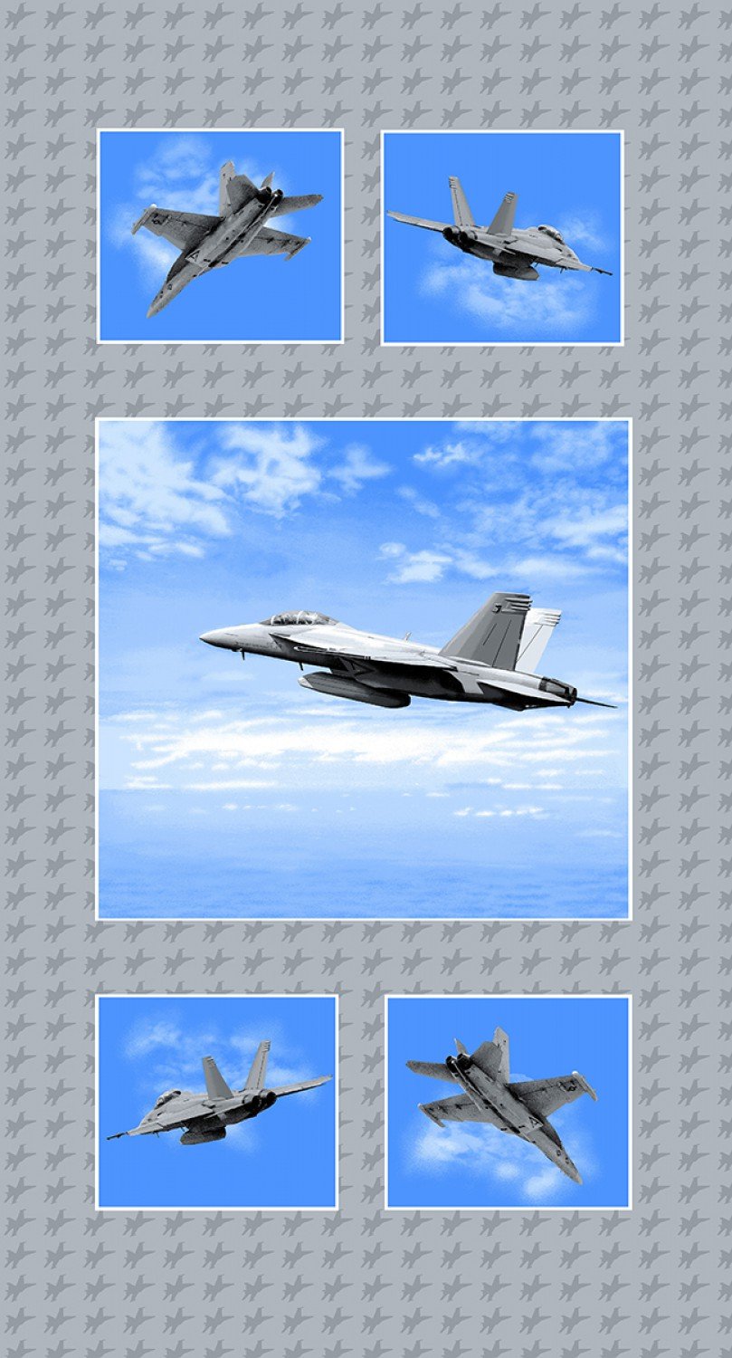 Studio E - Air Show Planes Fighter Jets Quilt Fabric Panel