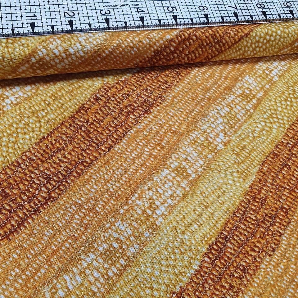 Benartex - Autumn Fauna Golden Corn Metallic 100% Cotton Fabric - Crafts and Quilts