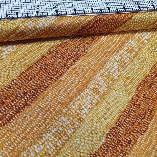 Benartex - Autumn Fauna Golden Corn Metallic 100% Cotton Fabric - Crafts and Quilts