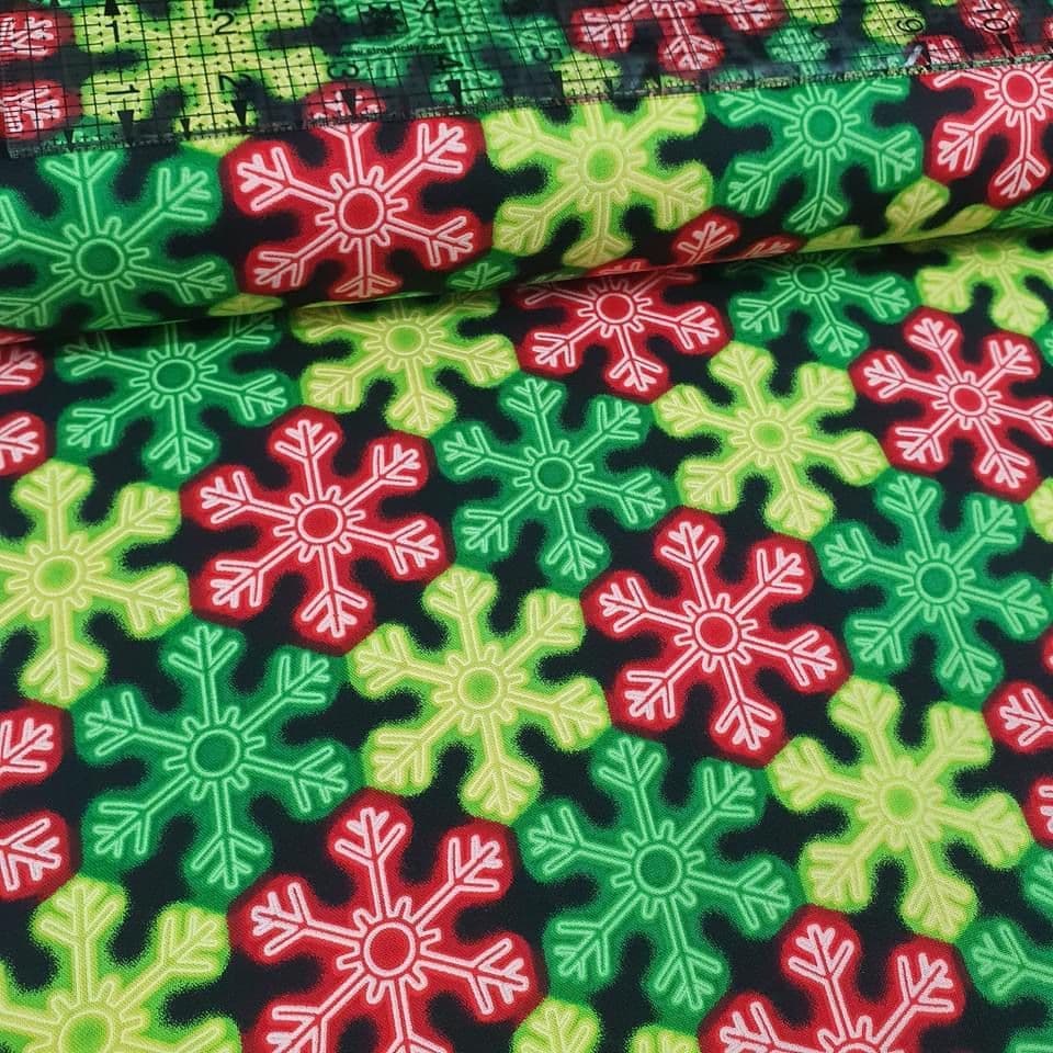 Benartex - Christmas Lights Neon Snowflakes 100% Cotton Fabric - Crafts and Quilts
