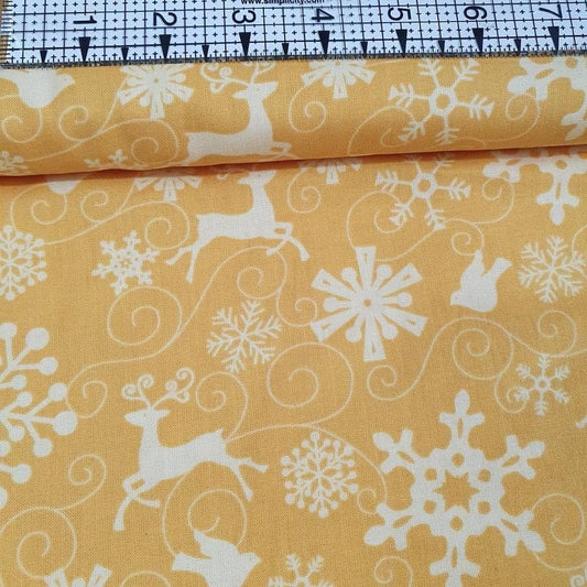 Benartex - Ho Ho Ho Christmas Yellow 100% Cotton Fabric - Crafts and Quilts