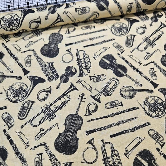 Blank Quilting - Symphony Suite Instruments 100% Cotton Fabric - Crafts and Quilts