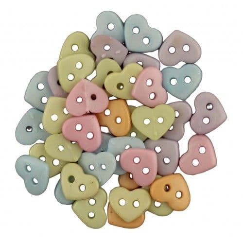 Buttons Galore - Hearts Pastel