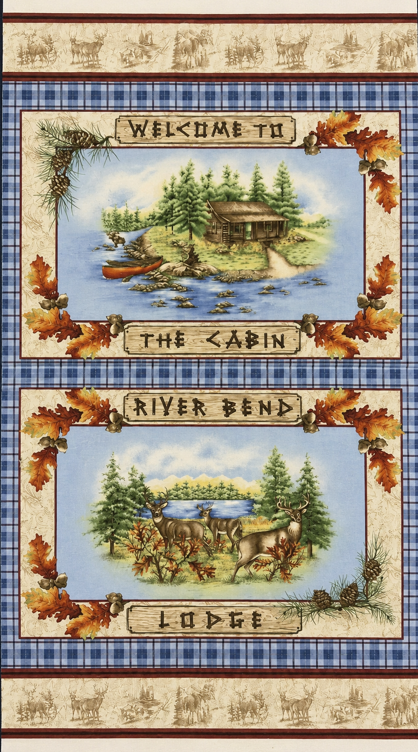 Benartex - Saranac Lake Cabin Quilt Fabric Panel
