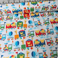 Camelot Cottons - Animal Train White 61179902B Brushed Cotton - Crafts and Quilts