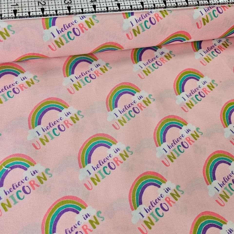 Camelot Cottons - Believe in Unicorns Rainbows 61170603 100% Cotton Fabric