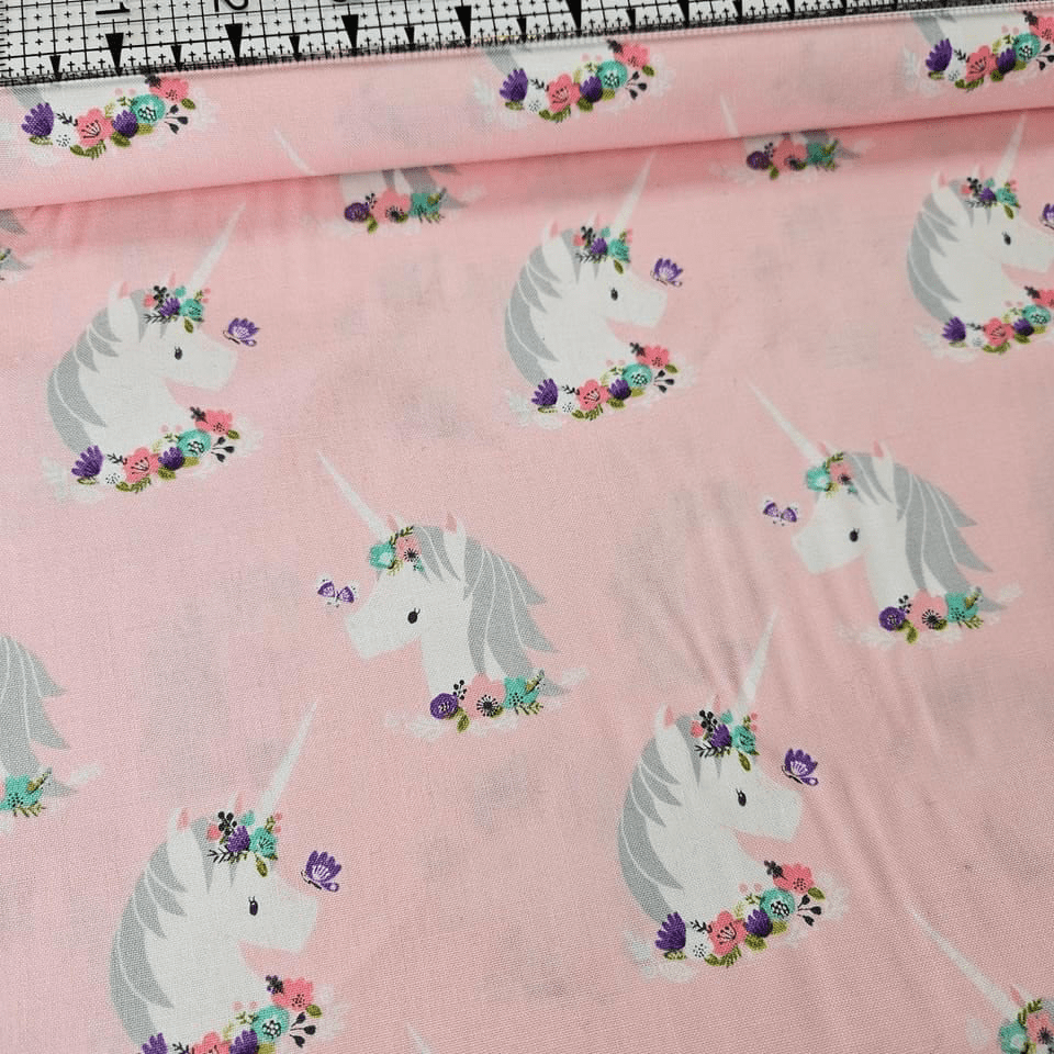 Camelot Cottons - Believe in Unicorns Unicorn Heads 61170602 100% Cotton Fabric