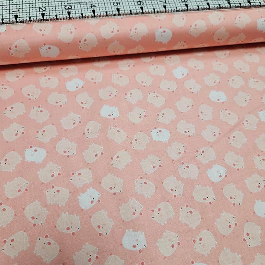 Camelot Cottons - Cluck Moo Oink Pigs Pink 21170705 100% Cotton Fabric